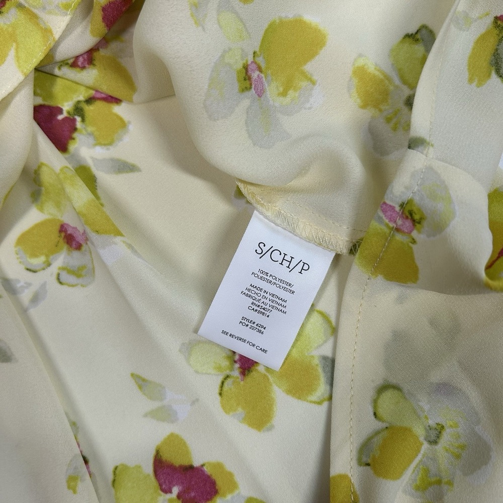 Cabi Go To Blouse Small Yellow Floral Print Button Front 3/4 Sleeve Blouse 6294 - Picture 6 of 9